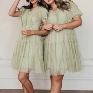 JessaKae Light Green Ruffle Dress